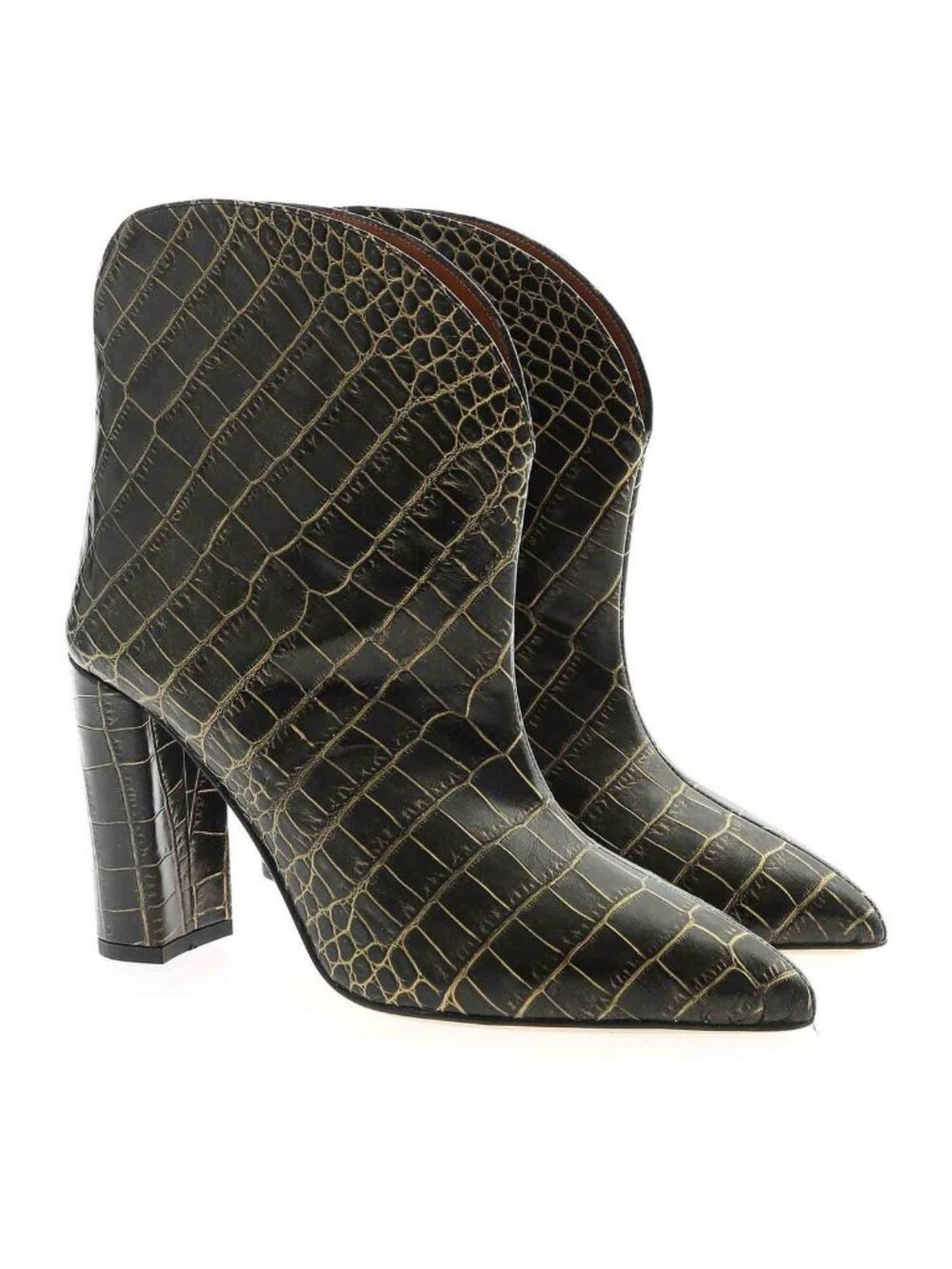 Paris Texas Croc Embossed Leather Ankle Boots